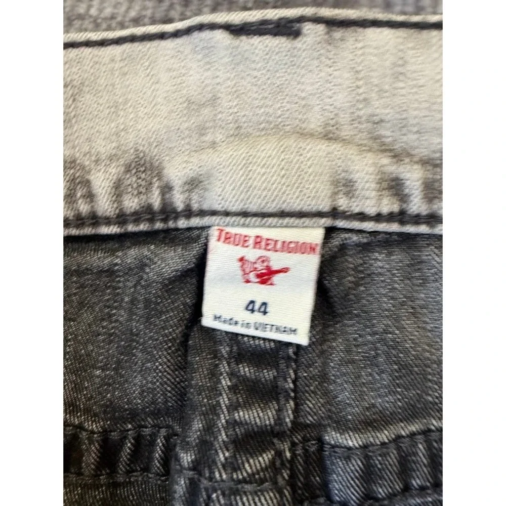 True Religion Mens Rocco Biker Slim Fit Moto‎ Jeans Grey Acid Wash Size 44x33